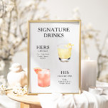 Signature Drinks Wedding Cocktail Menu Poster<br><div class="desc">Customize this wedding cocktail menu and it will be sure to impress!</div>