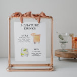 Signature Drinks Wedding Cocktail Menu Poster<br><div class="desc">Customize this wedding cocktail menu and it will be sure to impress!</div>