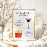 Signature Drinks Wedding Cocktail Menu Poster<br><div class="desc">Customize this wedding cocktail menu and it will be sure to impress!</div>