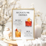 Signature Drinks Wedding Cocktail Menu Poster<br><div class="desc">Customize this wedding cocktail menu and it will be sure to impress!</div>