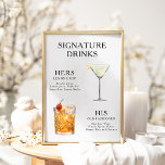 Signature Drinks Wedding Cocktail Menu Poster<br><div class="desc">Customize this wedding cocktail menu and it will be sure to impress!</div>