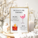 Signature Drinks Wedding Cocktail Menu Poster<br><div class="desc">Customize this wedding cocktail menu and it will be sure to impress!</div>