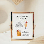 Signature Drinks Wedding Cocktail Menu Poster<br><div class="desc">Customize this wedding cocktail menu and it will be sure to impress!</div>