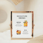 Signature Drinks Wedding Cocktail Menu Poster<br><div class="desc">Customize this wedding cocktail menu and it will be sure to impress! Make sure to choose the archival heavyweight poster paper if you'd like to hang it easier.</div>