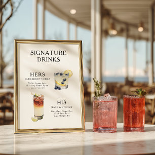Signature Drinks Wedding Cocktail Menu Poster