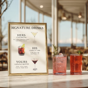 Signature Drinks Wedding Cocktail Menu Poster