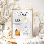 Signature Drinks Wedding Cocktail Menu Poster<br><div class="desc">Customize this wedding cocktail menu and it will be sure to impress!</div>