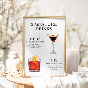 Signature Drinks Wedding Cocktail Menu Poster