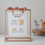 Signature Drinks Wedding Cocktail Menu Poster<br><div class="desc">Customize this wedding cocktail menu and it will be sure to impress! Make sure to choose the archival heavyweight poster paper if you'd like to hang it easier.</div>