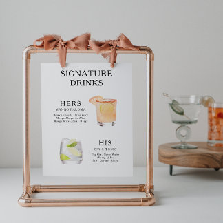 Signature Drinks Wedding Cocktail Menu Poster