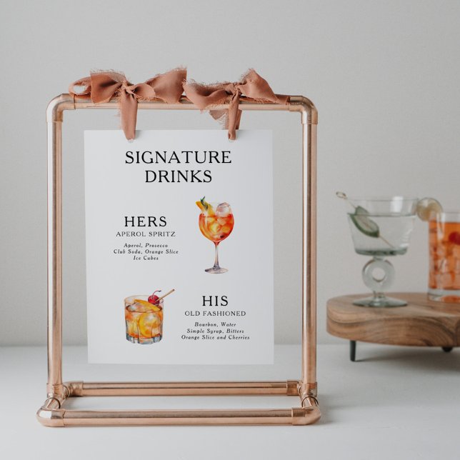 Signature Drinks Wedding Cocktail Menu Poster (Creator Uploaded)