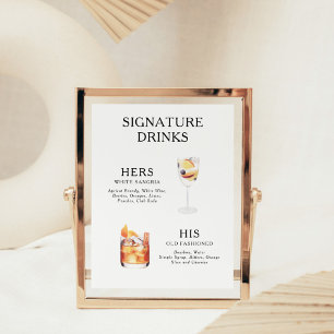 Signature Drinks Wedding Cocktail Menu Poster