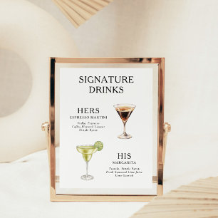 Signature Drinks Wedding Cocktail Menu Poster