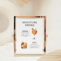 Signature Drinks Wedding Cocktail Menu Poster