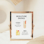 Signature Drinks Wedding Cocktail Menu Poster<br><div class="desc">Customize this wedding cocktail menu and it will be sure to impress!</div>