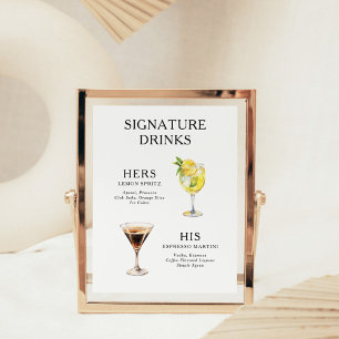 Signature Drinks Wedding Cocktail Menu Poster