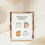Signature Drinks Wedding Cocktail Menu Poster<br><div class="desc">Customize this wedding cocktail menu and it will be sure to impress!</div>