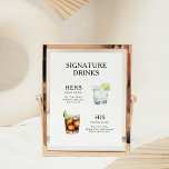 Signature Drinks Wedding Cocktail Menu Poster<br><div class="desc">Customize this wedding cocktail menu and it will be sure to impress!</div>