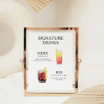 Signature Drinks Wedding Cocktail Menu Poster<br><div class="desc">Customize this wedding cocktail menu and it will be sure to impress! Make sure to choose the archival heavyweight poster paper if you'd like to hang it easier.</div>