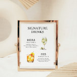 Signature Drinks Wedding Cocktail Menu Poster<br><div class="desc">Customize this wedding cocktail menu and it will be sure to impress!</div>