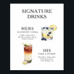 Signature Drinks Wedding Cocktail Menu Poster<br><div class="desc">Customize this wedding cocktail menu and it will be sure to impress!</div>