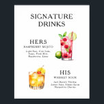 Signature Drinks Wedding Cocktail Menu Poster<br><div class="desc">Customize this wedding cocktail menu and it will be sure to impress! Make sure to choose the archival heavyweight poster paper if you'd like to hang it easier.</div>