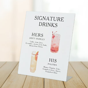 Signature Drinks Wedding Cocktail Menu Poster Pedestal Sign