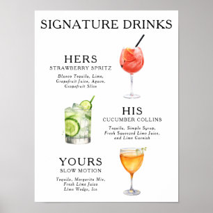 Signature Drinks Wedding Cocktail Poster