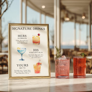 Signature Drinks Wedding Cocktail Poster