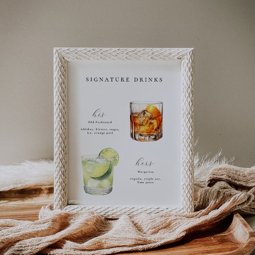 Signature Drinks Wedding Cocktail Poster