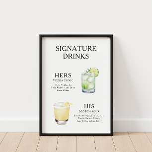 Signature Drinks Wedding Cocktail Poster