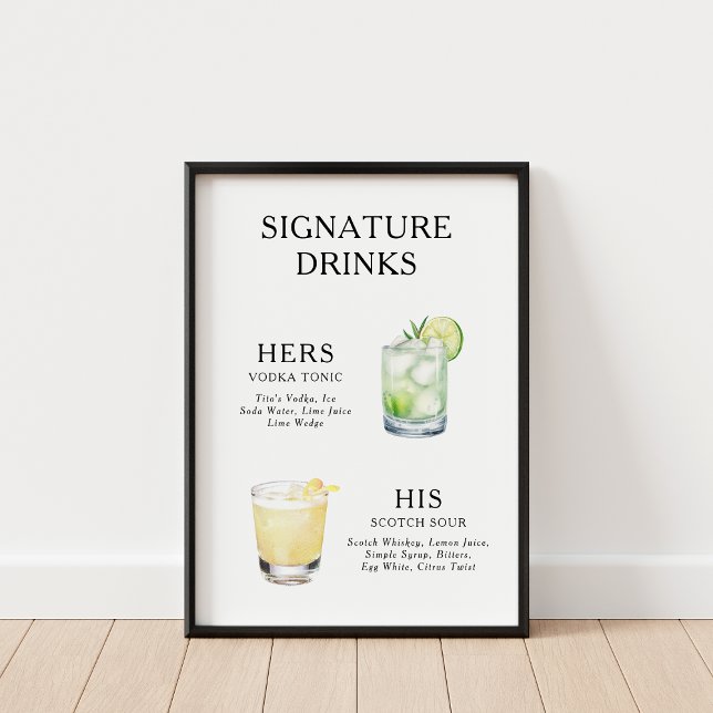 Signature Drinks Wedding Cocktail Poster (Creator Uploaded)