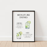 Signature Drinks Wedding Cocktail Poster<br><div class="desc">Customize this wedding cocktail menu and it will be sure to impress!</div>