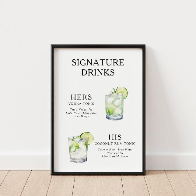 Signature Drinks Wedding Cocktail Poster (Creator Uploaded)