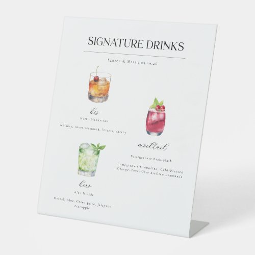 Signature Drinks Wedding Cocktails Pedestal Sign