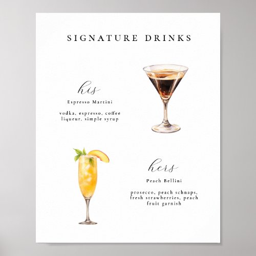 Signature Drinks Wedding Cocktails Poster