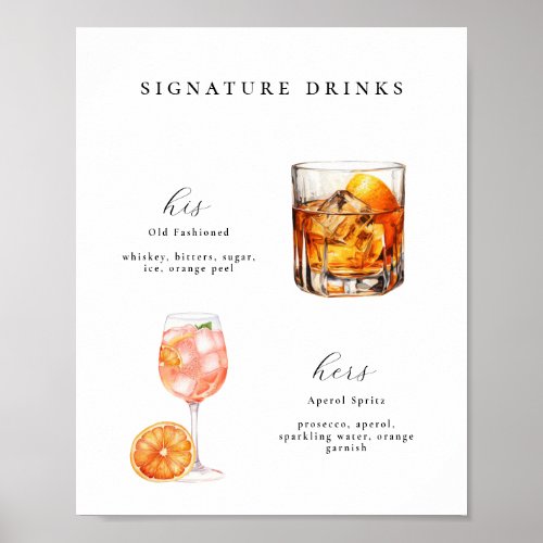 Signature Drinks Wedding Cocktails Poster