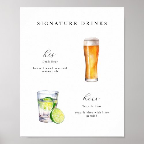 Signature Drinks Wedding Cocktails Poster