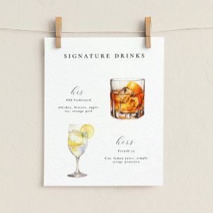 Signature Drinks Wedding Cocktails Poster