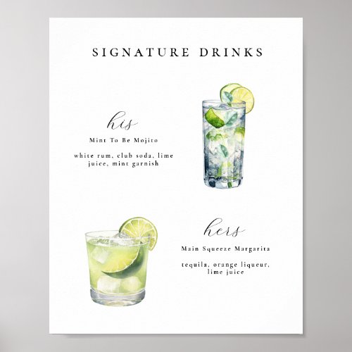 Signature Drinks Wedding Cocktails Poster