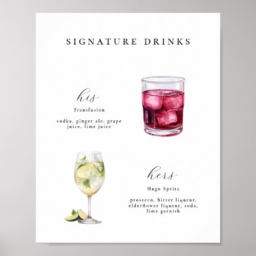 Signature Drinks Wedding Cocktails Poster