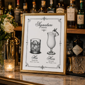 Signature Drinks Wedding His and Hers Poster