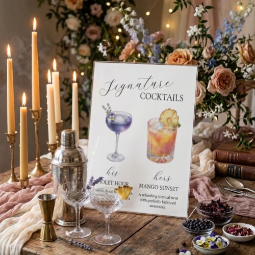 Signature Drinks Wedding Menu Pedestal Sign