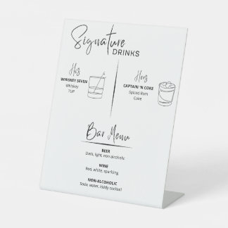 Signature Drinks Wedding Reception Bar Menu Sign