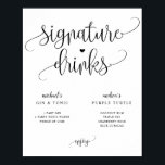 Signature Drinks Wedding Sign Rustic Calligraphy<br><div class="desc">Rustic Calligraphy Signature Drinks Menu Sign (Black): Signature wedding drinks are a fun way to personalize your wedding. This design features swirly typography with a rustic heart. Change all of your text as well as the size of your sign right here!</div>