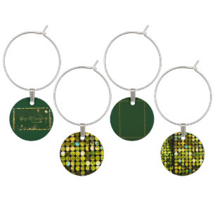 Signature Emerald Gold Sequin Wine Glass Charms