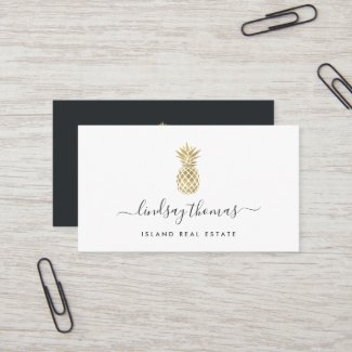 Signature Faux Gold Pineapple Business Card