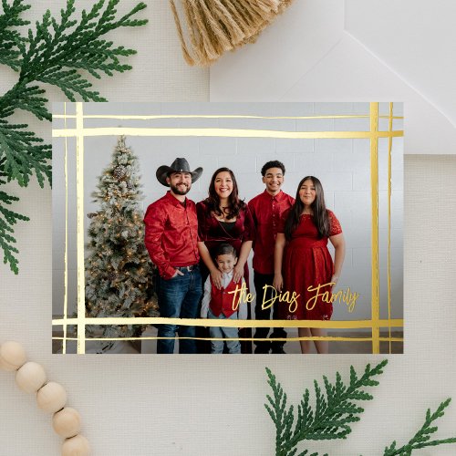 Signature Gift Wrapped Photo Frame Foil Holiday Card