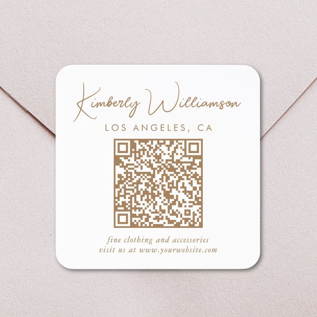 Signature Gold Script QR Code Square Sticker (Creator Uploaded)