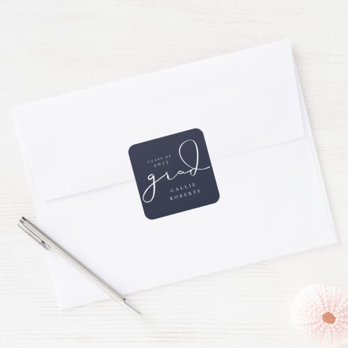 Signature Grad Script Square Sticker